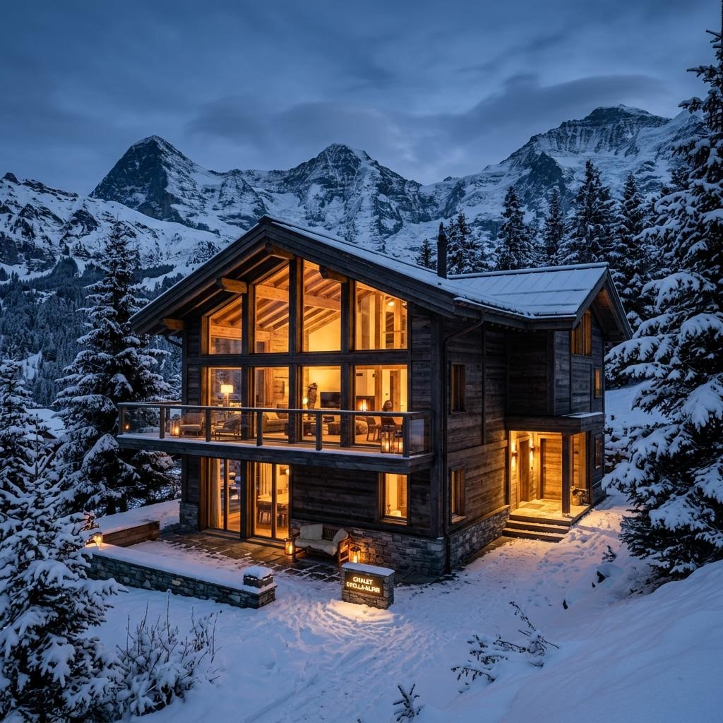 The Alpine Chalet, an illustrative mountain retreat